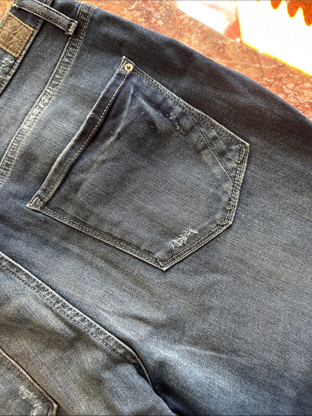Dkny Women’s Distressed Dark Blue Straight Jeans - Picture 5 of 15